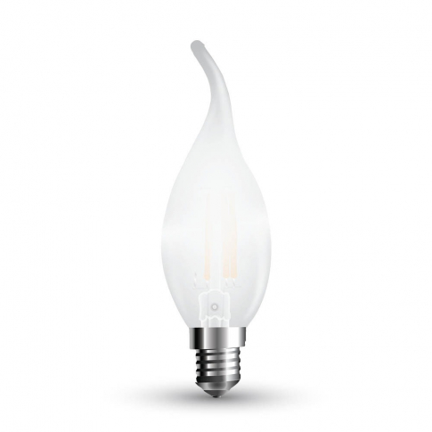 V-TAC - VT-2056D 4W C35 Żarówka LED Filament / Klosz: Mleczny plomień / Ściemnialna / Barwa:2700K / Trzonek:E14 - 7177