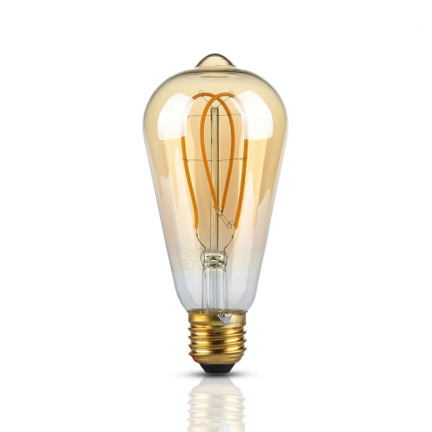 V-TAC - VT-2066 5W ST64 Żarówka LED Filament-Deko / Barwa:2200K / Klosz: Bursztynowy / Trzonek: E27 - 7220