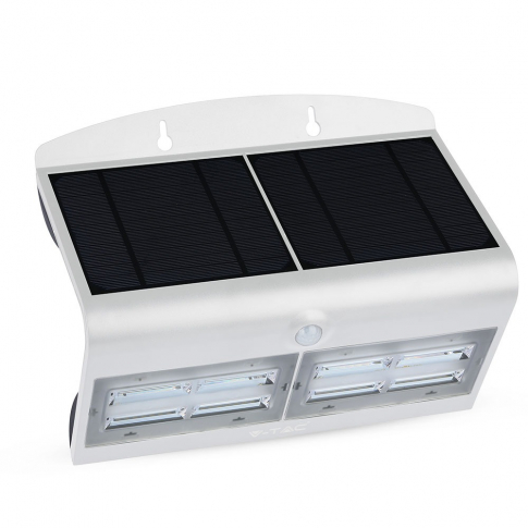 V-TAC - VT-767-7 7W Lampa solarna ścienna / Trójkąt / Barwa:4000K / Obudowa: Biały + Czarny - 8278