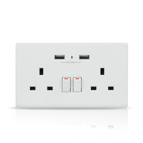 V-TAC - VT-5017 BS Gniazdo WIFI z portem 2xUSB / Typ: BS / Kompatybilne z Amazon Alexa i Google Home - 8446