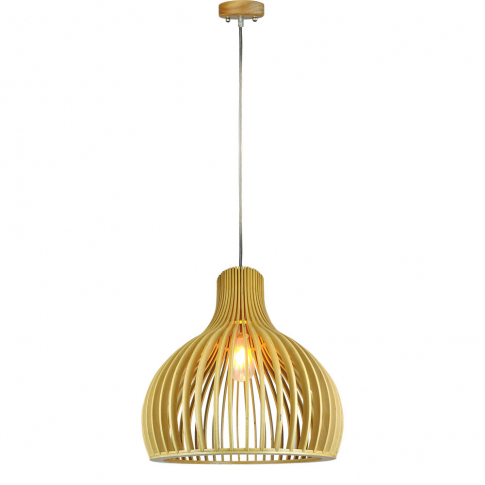 V-TAC - VT-3450 Lampa wisząca / Klosz drewno z chromowanymi dekoracjami / Średnica: 450 - 40501