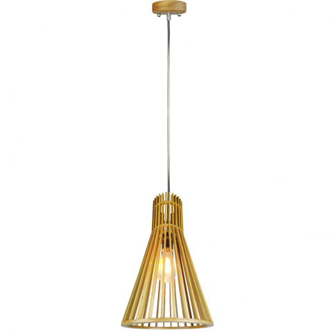 V-TAC - VT-2450 Lampa wisząca / Klosz drewno z chromowanymi dekoracjami / Średnica: 450 - 40521