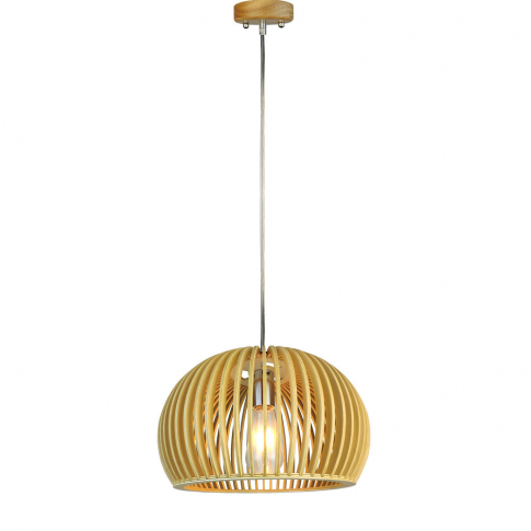V-TAC - VT-3200 Lampa wisząca / Klosz drewno z chromowanymi dekoracjami / Średnica: 200 - 40531