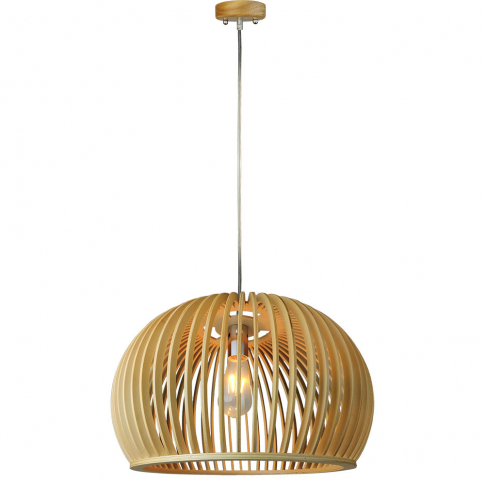 V-TAC - VT-4280 Lampa wisząca / Klosz drewno z chromowanymi dekoracjami / Średnica: 450 - 40541