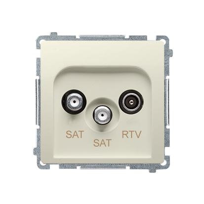 KONTAKT SIMON - Gniazdo antenowe satelitarne podwójne końcowe SAT-SAT-RTV, (moduł). 2xwejście: SAT: 5–2400 MHz, RTV: 5–862 MHz; beż - BMZAR+SAT3.1-P2.01/12