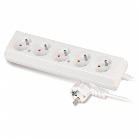 PLASTROL - PRZEDŁUŻACZ 1,5MB 5-KROTNY 5X2P+Z OMY 2X1,0 BIAŁY 10A 2500A - PS-570/1,5 BIALY