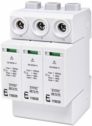 ETI - OGRANICZNIK PRZEPIĘĆ DC T2 (C) - DO SYSTEMÓW PV ETITEC EM T2 PV 1100/20 Y - 002440623