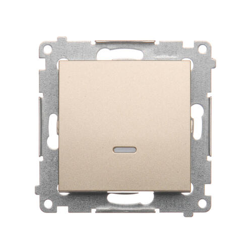 KONTAKT SIMON - Łącznik jednobiegunowy z podświetleniem LED (moduł) 16AX, 250V~, zaciski śrubowe; złoty mat - DW1AL.01/44