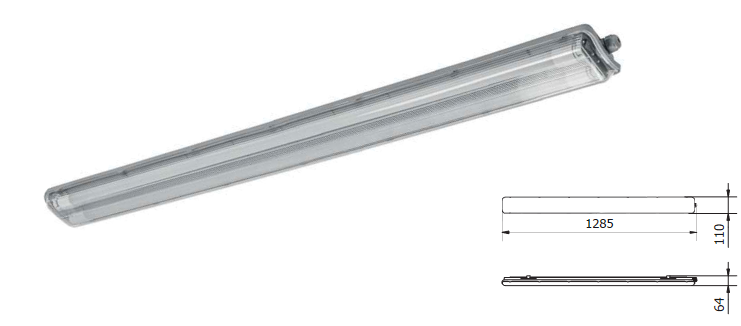GTV - OPRAWA HERMETYCZNA LED 36W 3600LM 4000K IP65 HELIOS - LD-HR2X18W12-30