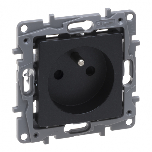 LEGRAND - GNIAZDO POJEDYNCZE Z UZIEMIENIEM 2P+Z Z PRZESŁONAMI ZACISKI ŚRUBOWE 16A 250V ANTRACYT NILOE SELECTION - 762227