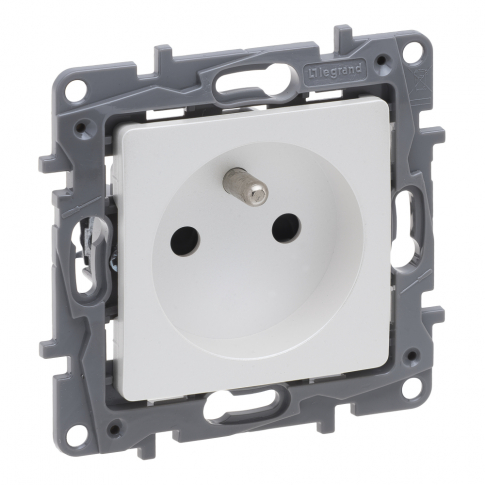 LEGRAND - GNIAZDO POJEDYNCZE Z UZIEMIENIEM 2P+Z Z PRZESŁONAMI ZACISKI ŚRUBOWE 16A 250V PERŁOWY NILOE SELECTION - 762427