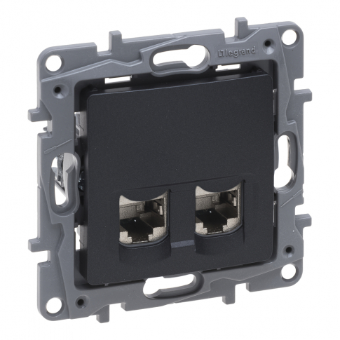 LEGRAND - GNIAZDO KOMPUTEROWE PODWÓJNE 2XRJ45 KAT. 6 STP ANTRACYT NILOE SELECTION - 762276