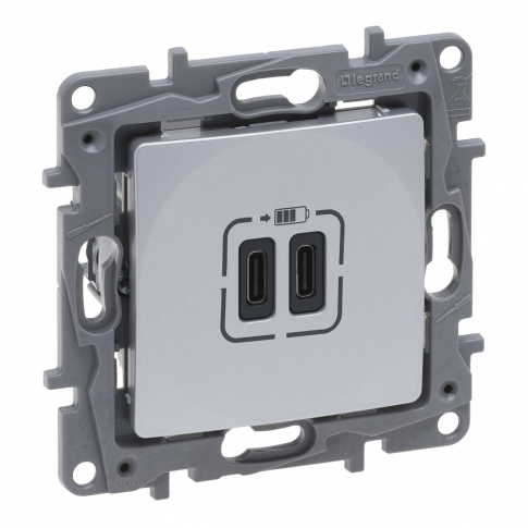 LEGRAND - NILOE SELECTION - GNIAZDO 2 X USB TYP C+C - 3 A ALUMINIUM - 762195