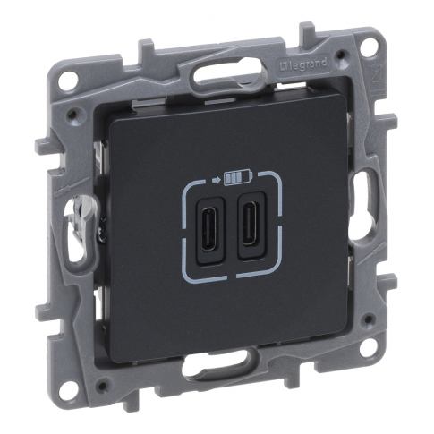 LEGRAND - GNIAZDO PODWÓJNE USB TYP C+C 3A ANTRACYT NILOE SELECTION - 762295