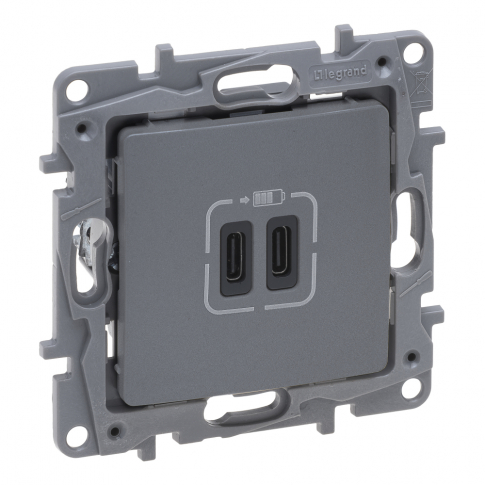 LEGRAND - NILOE SELECTION - GNIAZDO 2 X USB TYP C+C - 3 A STAL - 762395