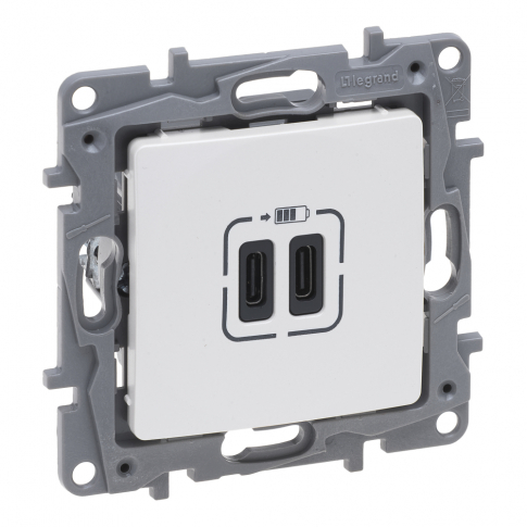 LEGRAND - GNIAZDO PODWÓJNE USB TYP C+C 3A PERŁOWY NILOE SELECTION - 762495