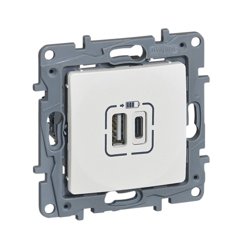 LEGRAND - NILOE - GNIAZDO 2 X USB TYP A+C - 3 A BIAŁE - 764597