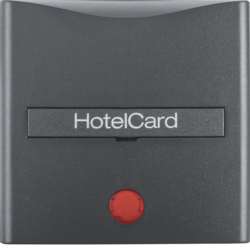 HAGER - ŁĄCZNIK NA KARTĘ HOTELOWĄ-NASADKA Z NADRUKIEM I CZERWONĄ SOCZEWKĄ ANTRACYT B.KWADRAT/B.3/B.7  - 16401606