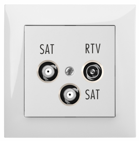 ELEKTRO-PLAST NASIELSK - GNIAZDO ANTENOWE RTV-SAT Z DWOMA WYJŚCIAMI SAT KOŃCOWE MODUŁ BIAŁE SENTIA - 1460-10