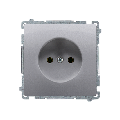 KONTAKT SIMON - Gniazdo wtyczkowe bez uziemienia (moduł) 16A, 250V~, zaciski śrubowe; stal inox - BMG1.01/21