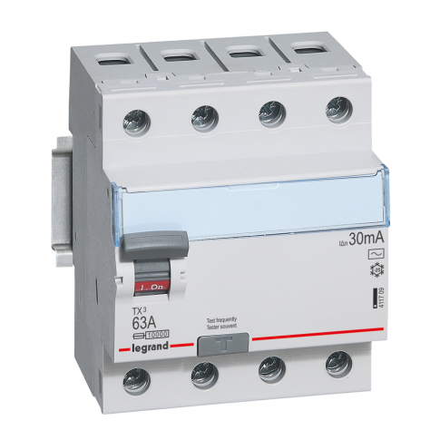 LEGRAND - WYŁĄCZNIK RÓŻNICOWY 63A/30MA 4 BIEGUNY TYP AC P304 - 411709