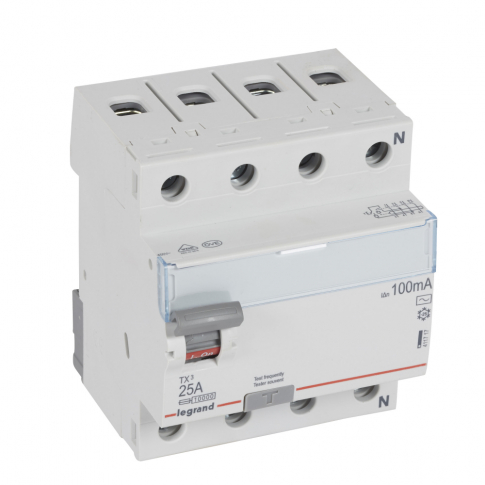 LEGRAND - WYŁĄCZNIK RÓŻNICOWY 25A 100MA 4-POLOWY TYP AC SERII TX3 P 304 - 411717
