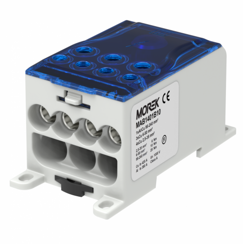 MOREK - OJL400A niebieski blok dystrybucyjny - rozdzielczy we. 1xAl/Cu240 wyj.  4x35/3x50mm2  1000VAC/DC - MAB1401B10