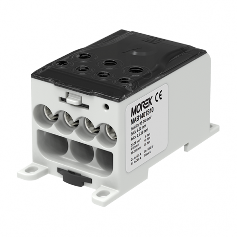MOREK - OJL400A czarny blok dystrybucyjny - rozdzielczy we. 1xAl/Cu240 wyj.  4x35/3x50mm2  1000VAC/DC - MAB1401S10