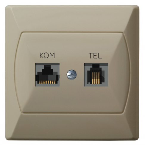 OSPEL - GNIAZDO KOMPUTEROWO-TELEFONICZNE BEŻ AKCENT  - GPKT-A/K/01
