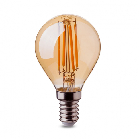 V-TAC -  4W P45 Żarówka LED Filament / Klosz Bursztynowy / Barwa:2200K / Trzonek:E14 - 4499