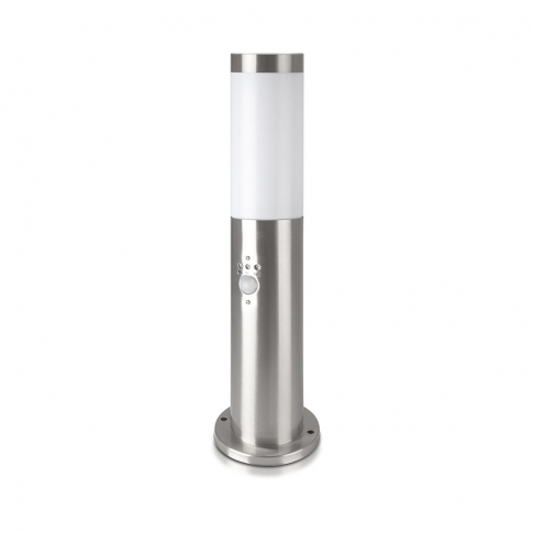 V-TAC - VT-838  Słupek ogrodowy z PIR / Obudowa: Stal nierdzewna / Wysokość: 45cm / Gniazdo: E27 / IP44 / Kolor: Satynowy nikiel - 8964