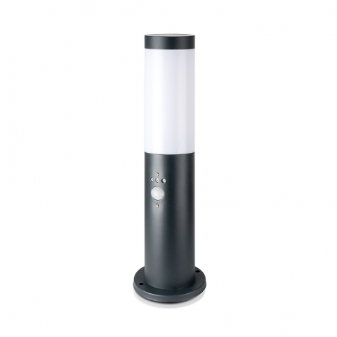 V-TAC - VT-838  Słupek ogrodowy z PIR / Obudowa: Stal nierdzewna / Wysokość: 45cm / Gniazdo: E27 / IP44 / Kolor: Szary - 8965