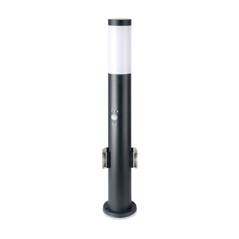 V-TAC - VT-838 Lampa BOLLARD / Obudowa: Stal nierdzewna z PIR i gniazdem / Wysokość: 60cm / Gniazdo: E27 / IP44 / Kolor: Szary - 8976