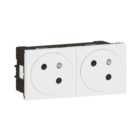 LEGRAND - MOSAIC GN 2X2P+Z PODŁĄCZ PRZEZ ZACISKI AUTOMATYCZNE-4 MODUŁY BIAŁE 16A-250V~ - 278164L