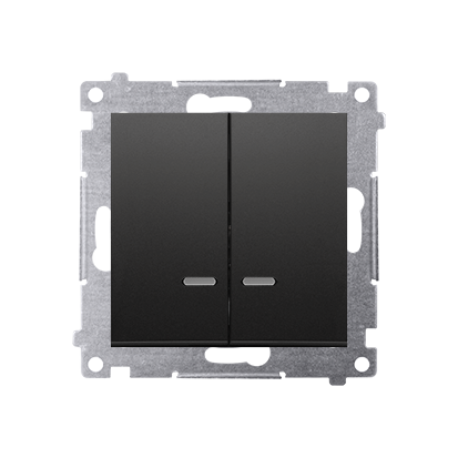 KONTAKT SIMON - ŁĄCZNIK ŚWIECZNIKOWY Z PODŚWIETLENIEM LED I DO WERSJI IP44 (MODUŁ) 10AX, 250V~, SZYBKOZŁĄCZA; CZARNY SIMON 54 - DW5BL.01/49
