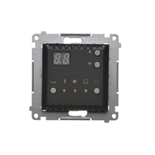 KONTAKT SIMON - Regulator temperatury z wyświetlaczem z czujnikiem wewnętrznym (moduł) 16(2) A, 230V~; czarny - DTRNW.01/49