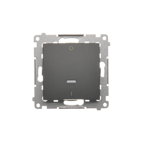 KONTAKT SIMON - Łącznik dwubiegunowy z podświetleniem LED (moduł) 10AX, 250V~, szybkozłącza; czarny - DW2L.01/49