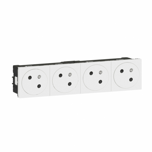 LEGRAND - MOSAIC GN 4X2P+Z PODŁĄCZENIE PRZEZ ZACISKI AUTOMATYCZNE-8 MODUŁÓW BIAŁE 16A-250V - 077144L