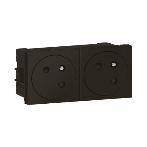 LEGRAND - GNIAZDO 2 X 2P+Z 16 A - 250 V~ ZESPOLONE PRZEKRĘCONE POD KĄTEM 45O - ZACISKI AUTOMATYCZNE - 4 MODUŁOWE - ANTRACYT, MOSAIC. - 079192L