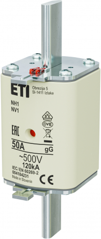 ETI - WKŁADKA TOPIKOWA NH - ZWŁOCZNA / KOMBI NH1 GG 50A/500V - 004184231