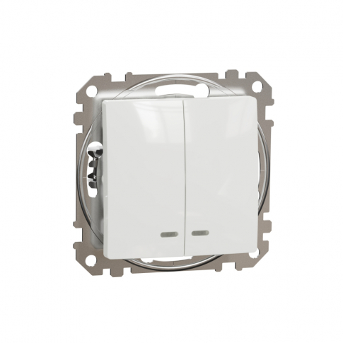 SCHNEIDER ELECTRIC - ŁĄCZNIK PODWÓJNY Z PODŚWIETLENIEM BIAŁY 10AX 250V SEDNA DESIGN - SDD111105L