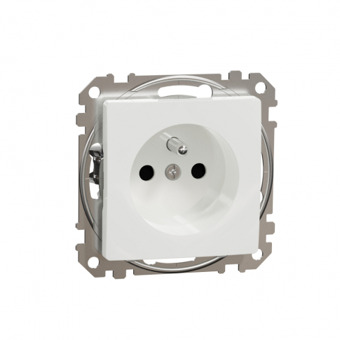 SCHNEIDER ELECTRIC - GNIAZDO POJEDYNCZE Z UZIEMIENIEM 2P+Z Z PRZESŁONAMI ZACISKI ŚRUBOWE BIAŁY SEDNA DESIGN - SDD111011