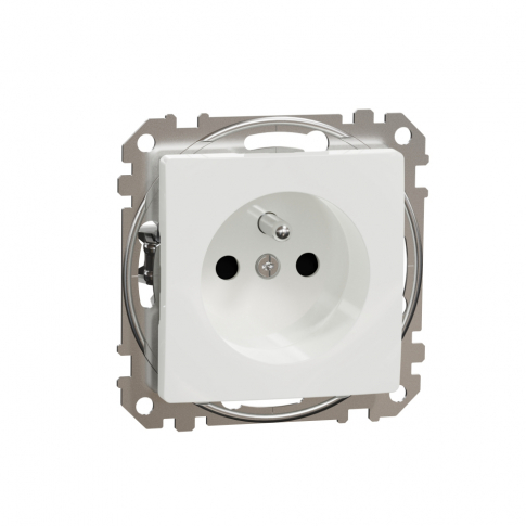 SCHNEIDER ELECTRIC - GNIAZDO POJEDYŃCZE Z UZIEIENIEM 2P+Z Z PRZESŁONAMI ZACISKI AUTOMATYCZNE BIAŁE SEDNA DESIGN - SDD111012