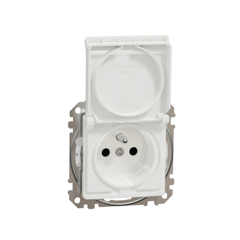 SCHNEIDER ELECTRIC - GNIAZDO POJEDYŃCZE Z UZIEMIENIEM 2P+Z KLAPKA IP44 BIAŁY SEDNA DESIGN - SDD211013