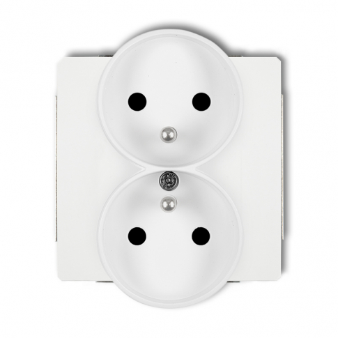 KARLIK - Mechanizm gniazda podwojnego do ramki DECO Soft, z uziemieniem  2x(2P+Z) (przesłony torów prądowych) - DGPRSO-2zp