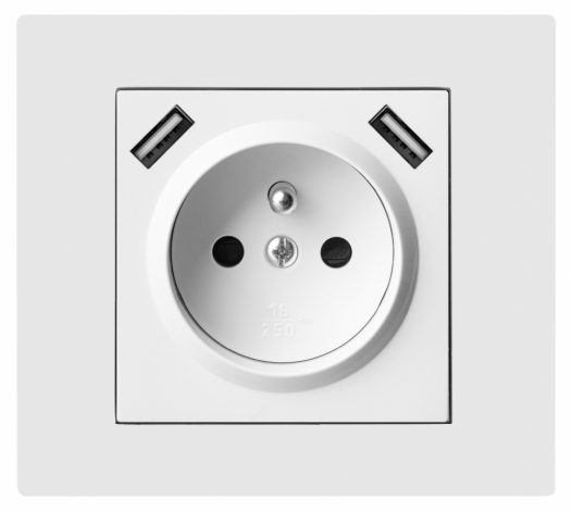 ELEKTRO-PLAST NASIELSK - VESTRA Gniazdo podtynkowe 2P+Z + 2xUSB zasilające, bez ramki, kolor biały. - 3888-10