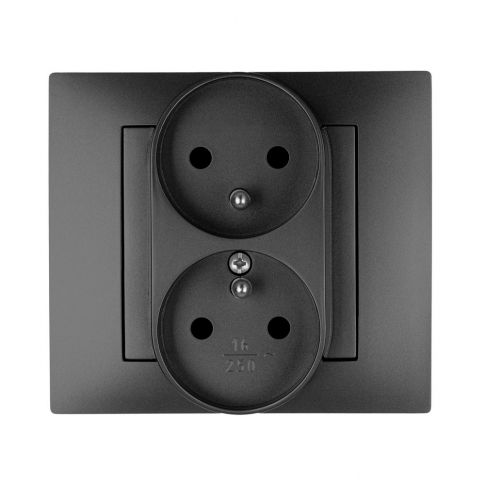 ELEKTRO-PLAST NASIELSK - GNIAZDO PODWÓJNE 2X2P+Z MODUŁOWE CZARNY VESTRA - 3843-19