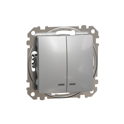 SCHNEIDER ELECTRIC - Łącznik świecznikowy z podświetleniem, srebrne aluminium Sedna Design - SDD113105L