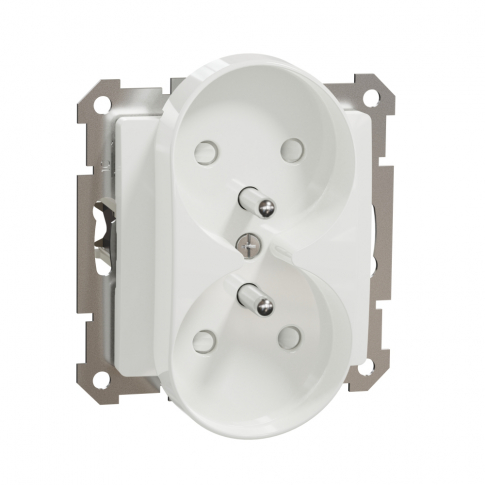 SCHNEIDER ELECTRIC - GNIAZDO PODWÓJNE Z UZIEMIENIEM 2X2P+Z Z PRZESŁONAMI DO RAMEK ELEMENTS BIAŁY SEDNA DESIGN - SDD111271