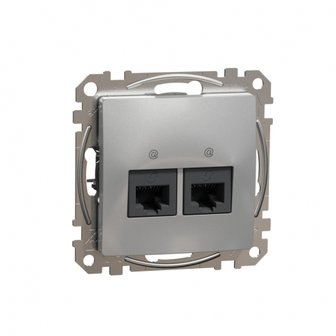SCHNEIDER ELECTRIC - Gniazdo komputerowe 2xRJ45 kat.5e UTP, srebrne aluminium Sedna Design - SDD113452
